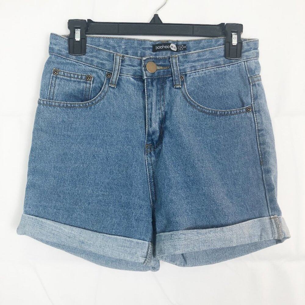 Boohoo Denim Shorts Womens 4 High Rise Cotton Western Cowgirl Rodeo Festival